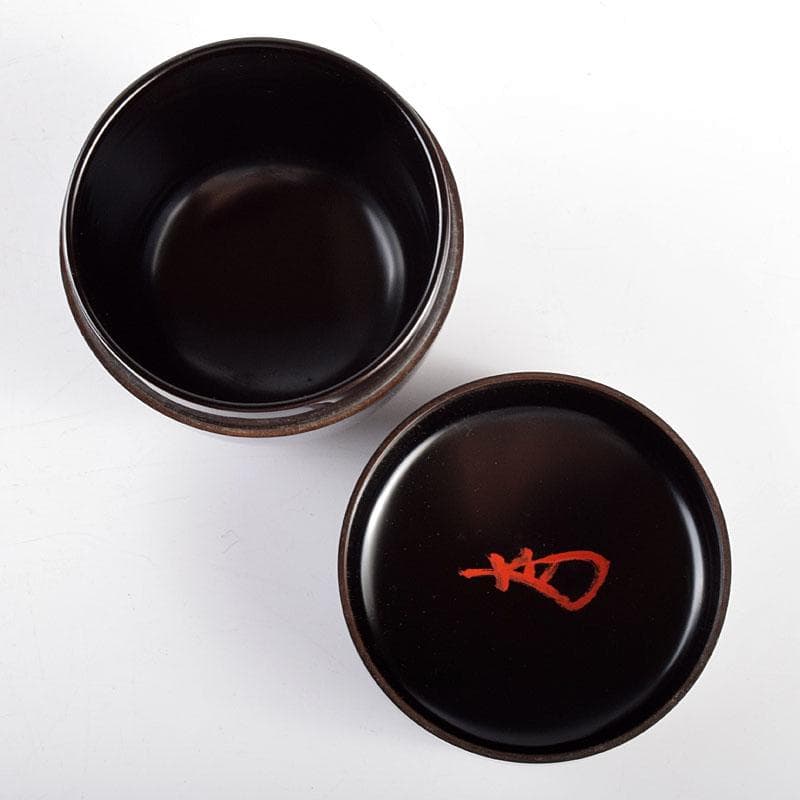 茶道具　塗師　川瀬表完作　黒中棗　仕覆付　淡々斎極め箱　M　R4879