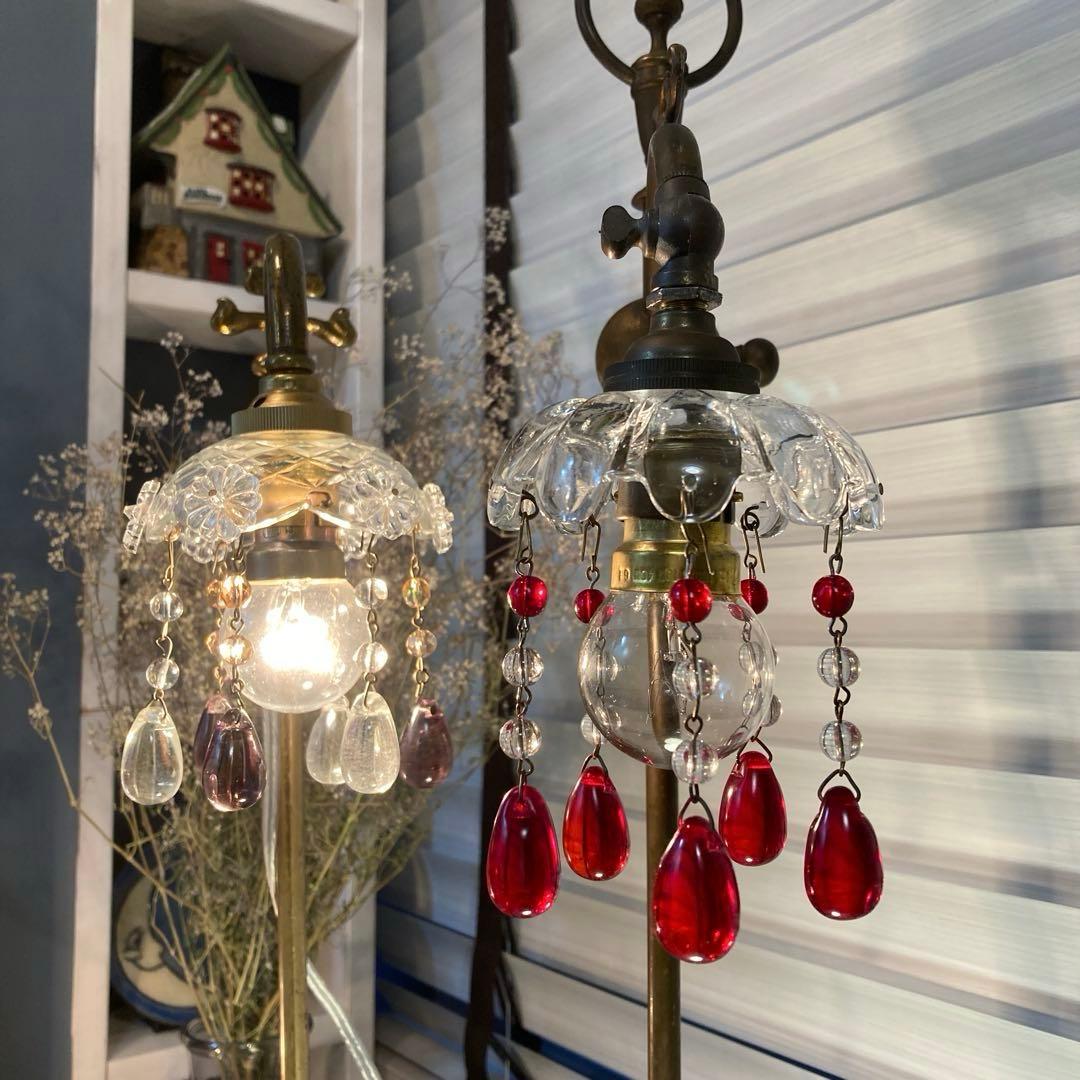 ご確認）ミニシャンデリア フランスアンティーク パープルのウラン