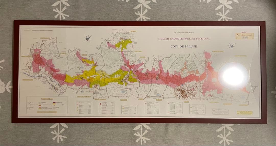 大型額装品】ブルゴーニュ（ワイン）南北の詳細な葡萄畑の地図 Z38197821