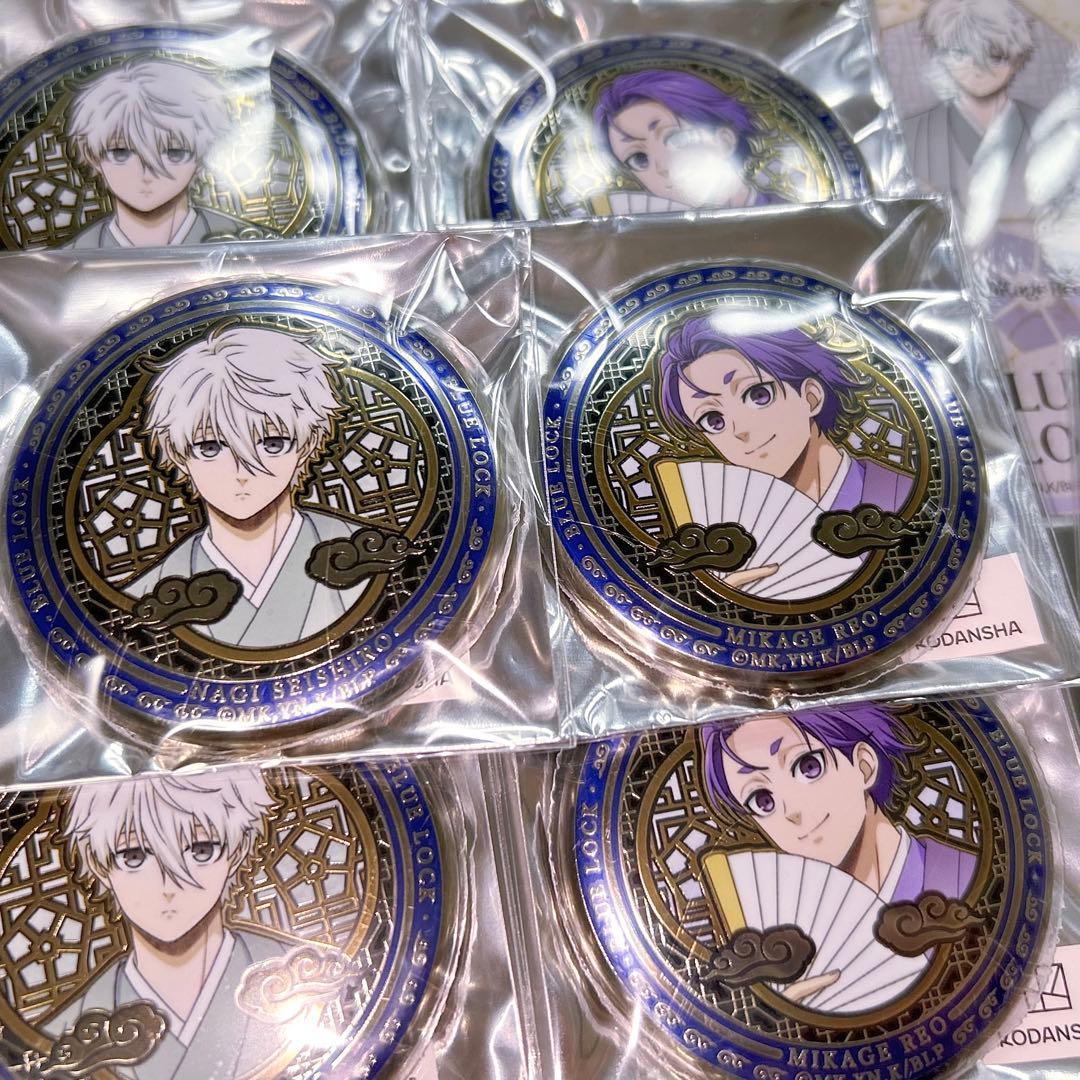 ブルーロック 御影玲王 凪誠士郎 ラグジュアリーメタル缶バッジ 特典 ステッカー