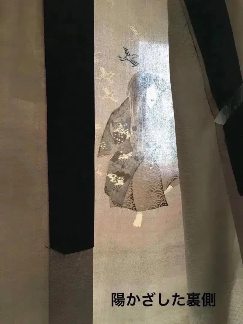 能楽図絵 能舞 羽衣他 男物長襦袢 正絹 美しき日本の古布 古裂骨董