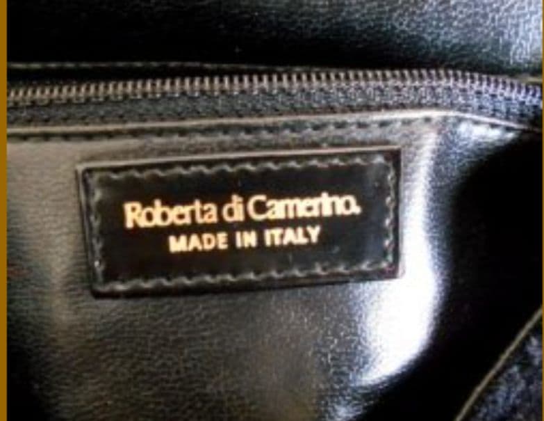 Roberta di Camerinoブラックブラウンマスタードカラベラバッグ