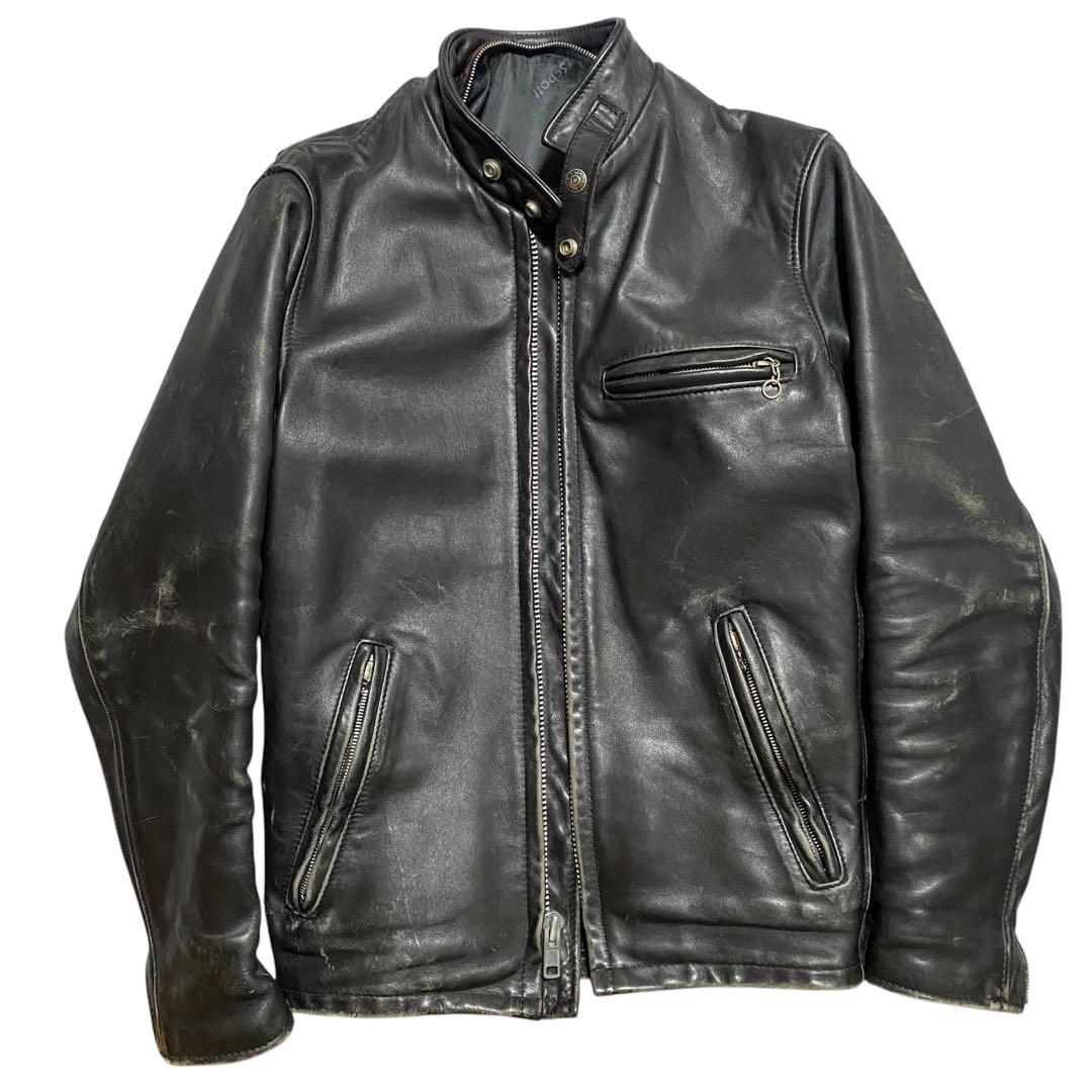 schott ブラック レザー シングルライダースジャケット Schott ブラックレザーシングルライダースジャケット USA製