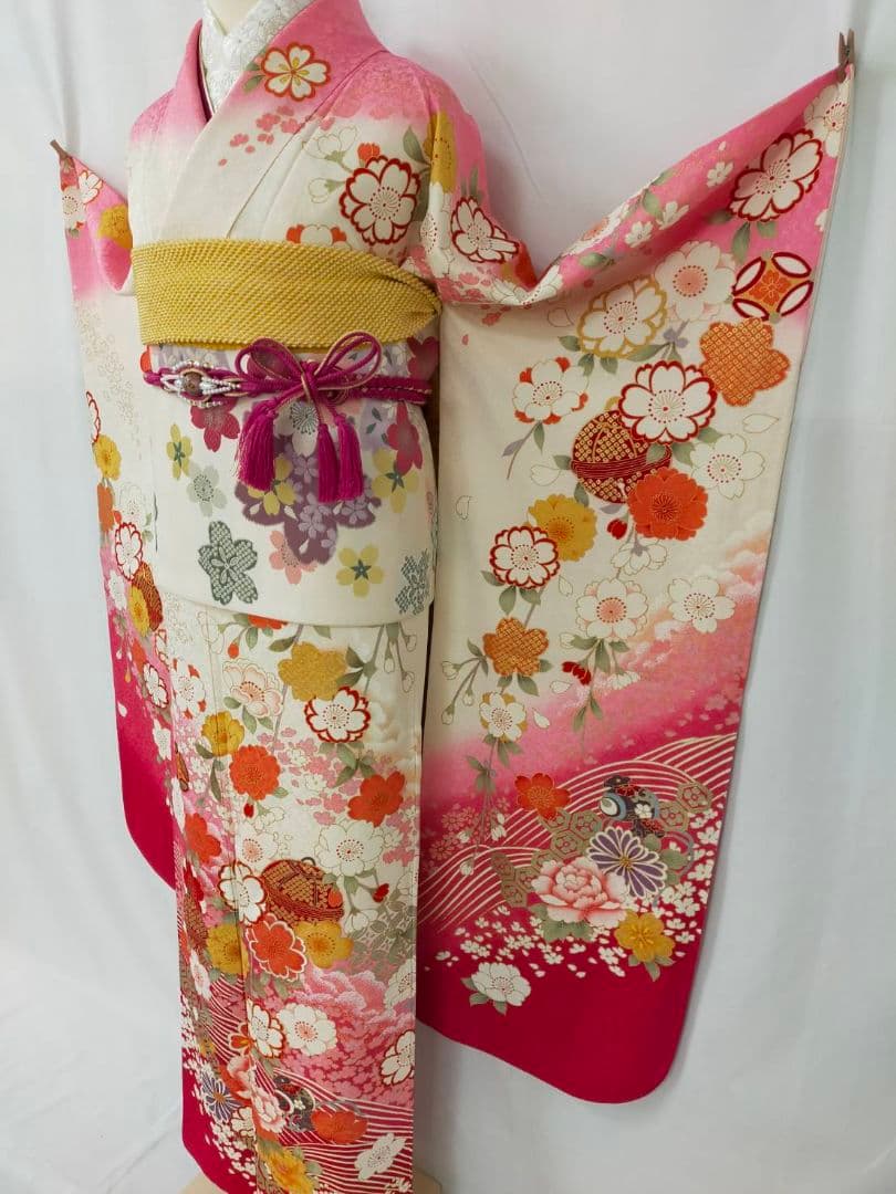 Princess- Style】正絹 振袖3点セット(振袖袋帯長襦袢)