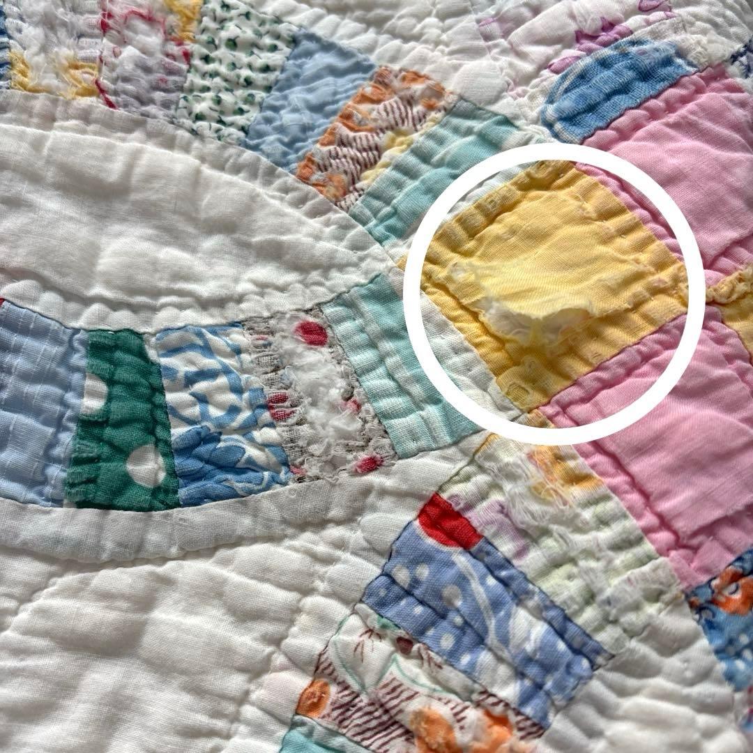 【稀少】【貴重】アメリカンアンティーク⭐︎ダブルウエディング　約224×166cm