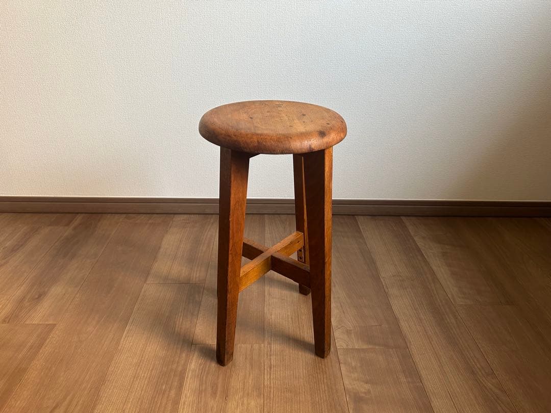 希少　丸椅子　 6個セット　アンティーク　まとめ売り　木製　スツール　同一規格