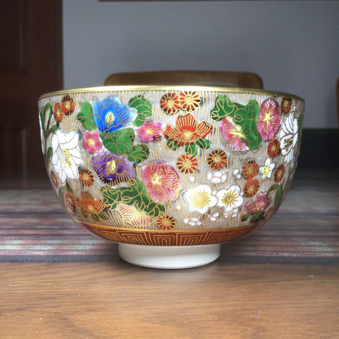 フォロうー特価』 九谷焼 章山 金彩小花 抹茶茶碗 - メルカリ