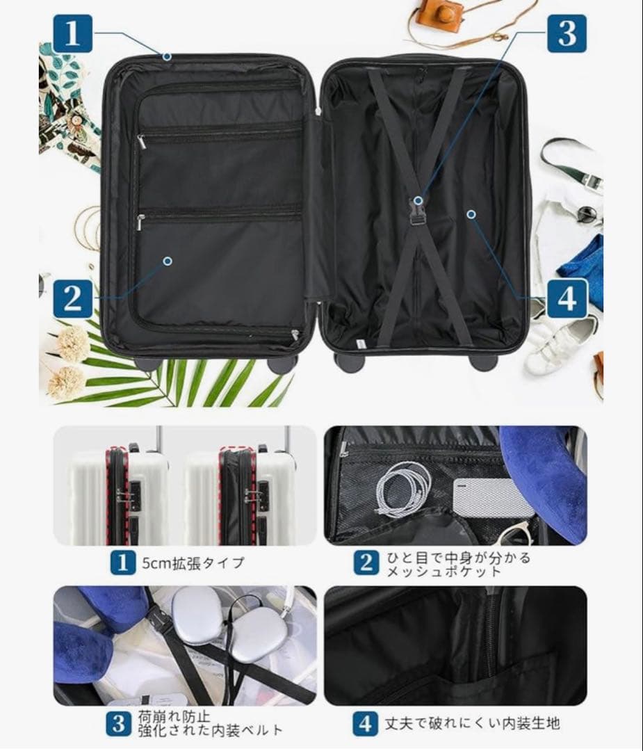 うらら様 スーツケース キャリーケース L TSAロック 拡張型 軽量 グリーン