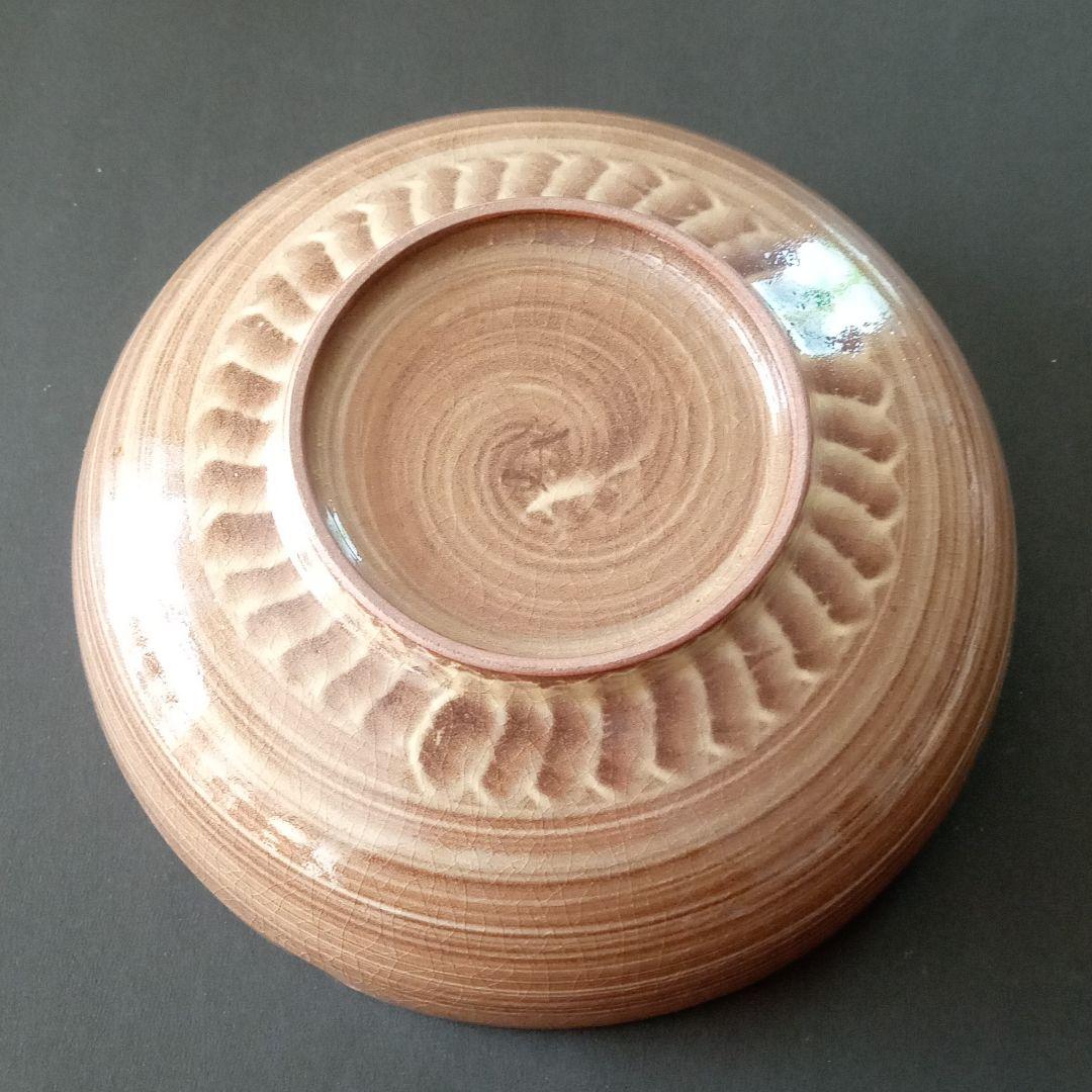 現川焼　十三代横石臥牛、臥牛窯のさがの文の鉢、栞付き