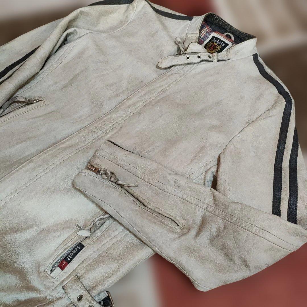 現行タグモデル ダメージ加工 Schott 立襟 シングルライダース 上野商会