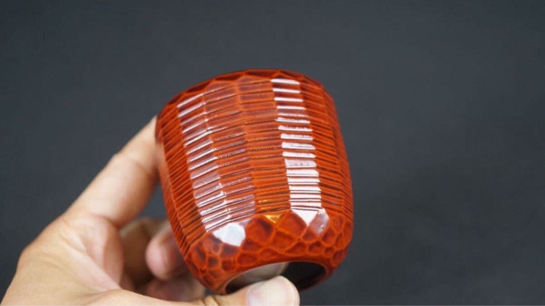 岡本陽斎 作 又妙斉好 老松蒔絵 溜塗 折撓中棗 共