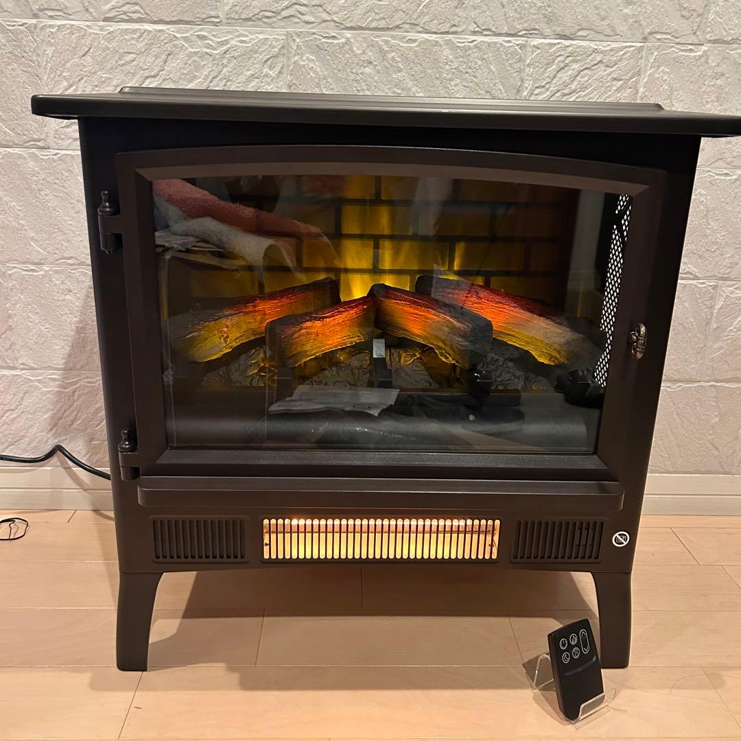 極美品】QVCジャパン 暖炉型ヒーター ファンヒーター 電気ストーブ 黒