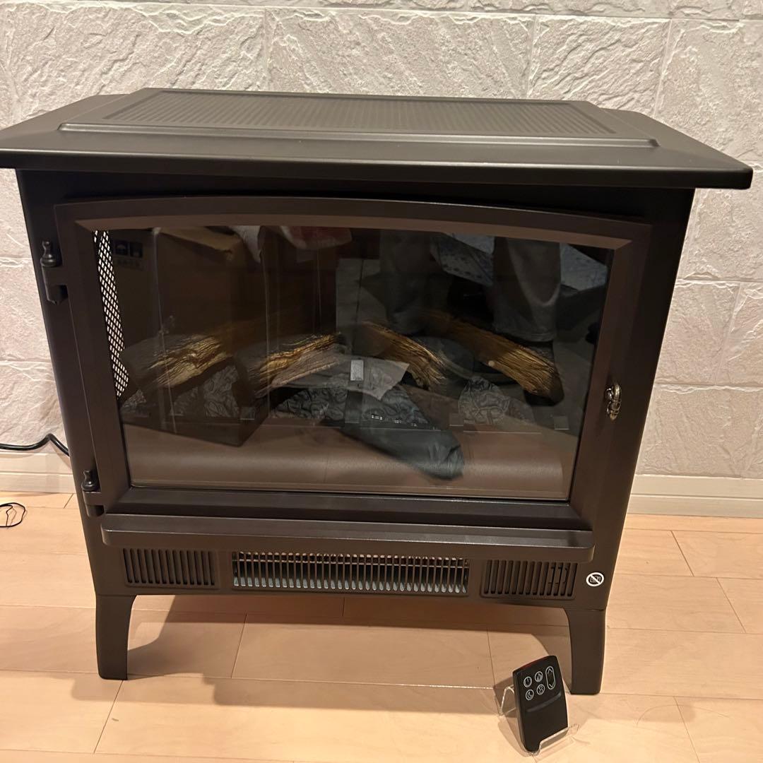 極美品】QVCジャパン 暖炉型ヒーター ファンヒーター 電気ストーブ 黒