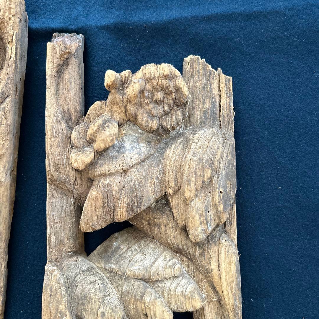 老人彫刻 杖と籠付き極上 根付天然素材アンティーク骨董 飾り物古美術