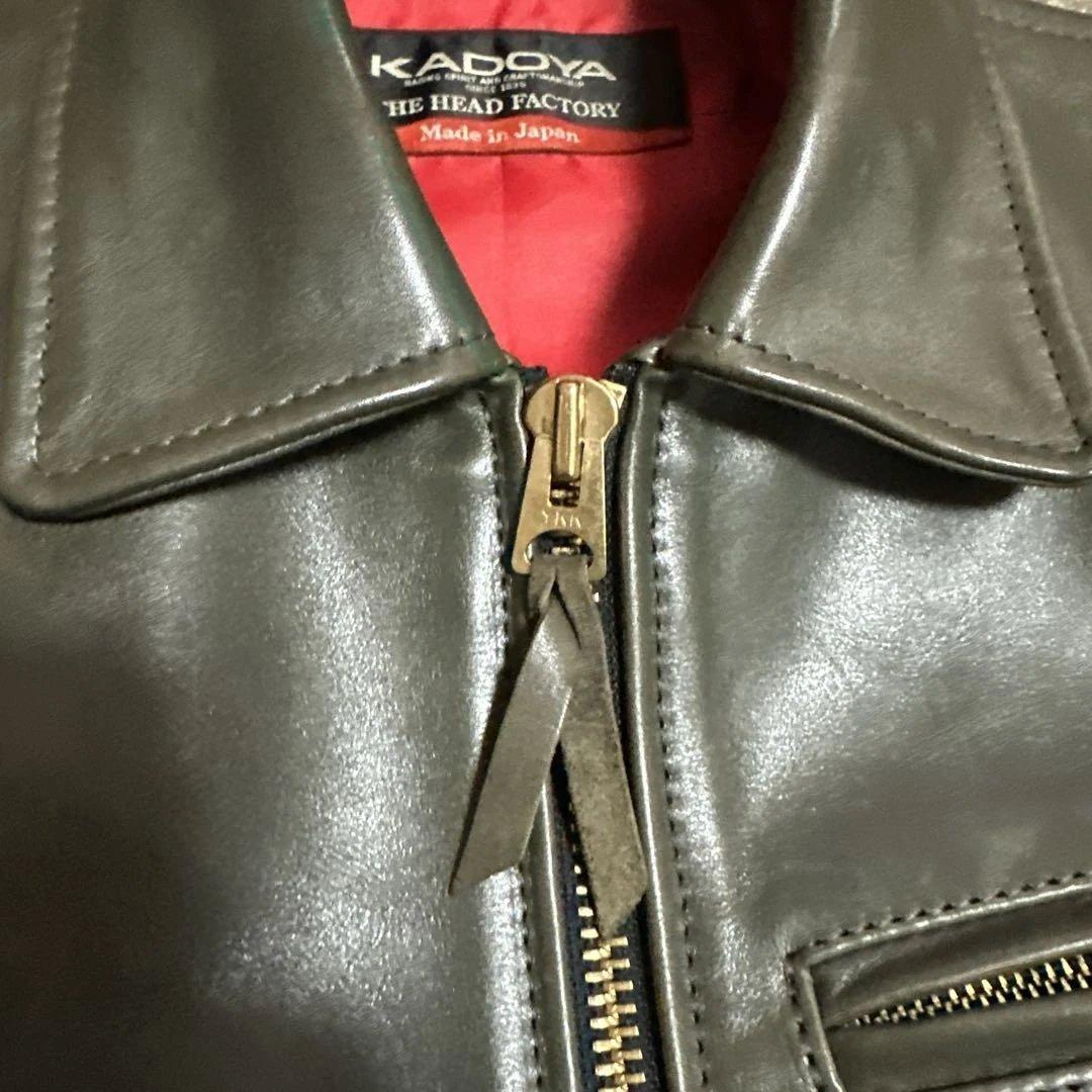 KADOYA ヘッドファクトリー オリーブ レザー シングルライダース