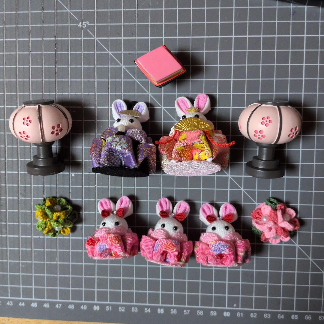 つまみ細工 吊るし飾りと雛飾りセット　 雛壇 　ピンク