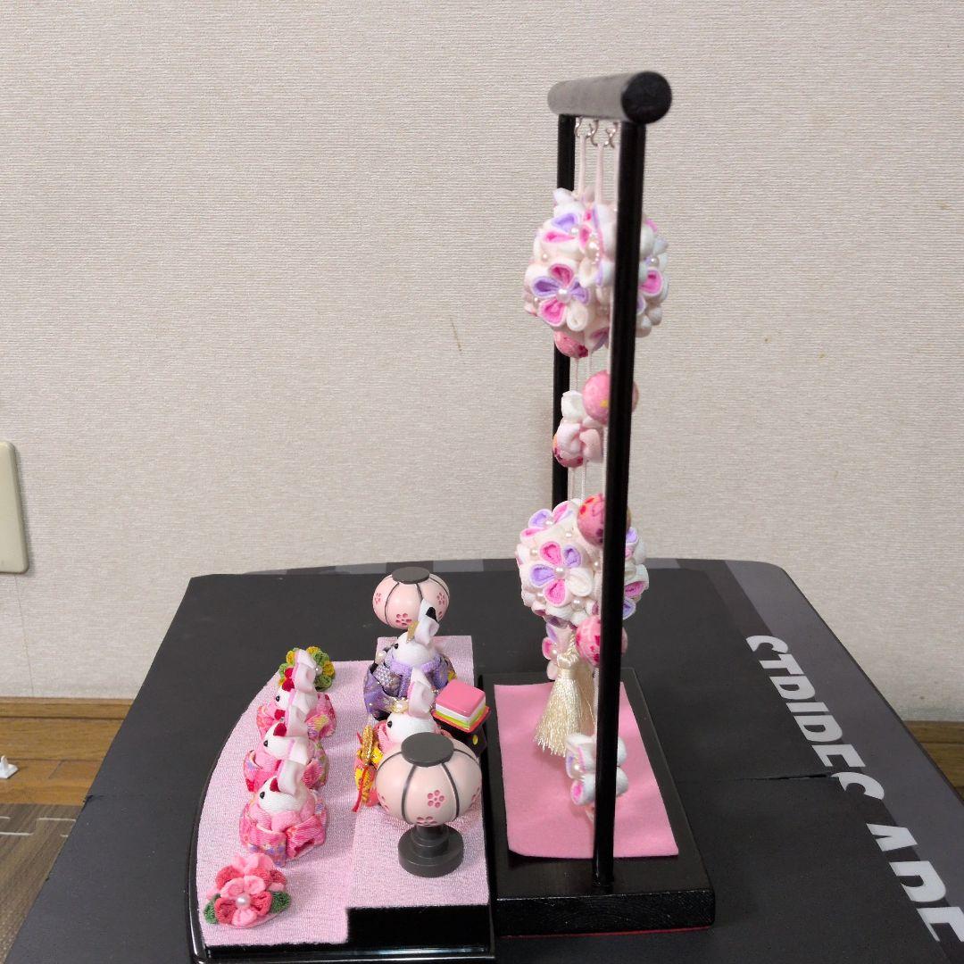つまみ細工 吊るし飾りと雛飾りセット　 雛壇 　ピンク
