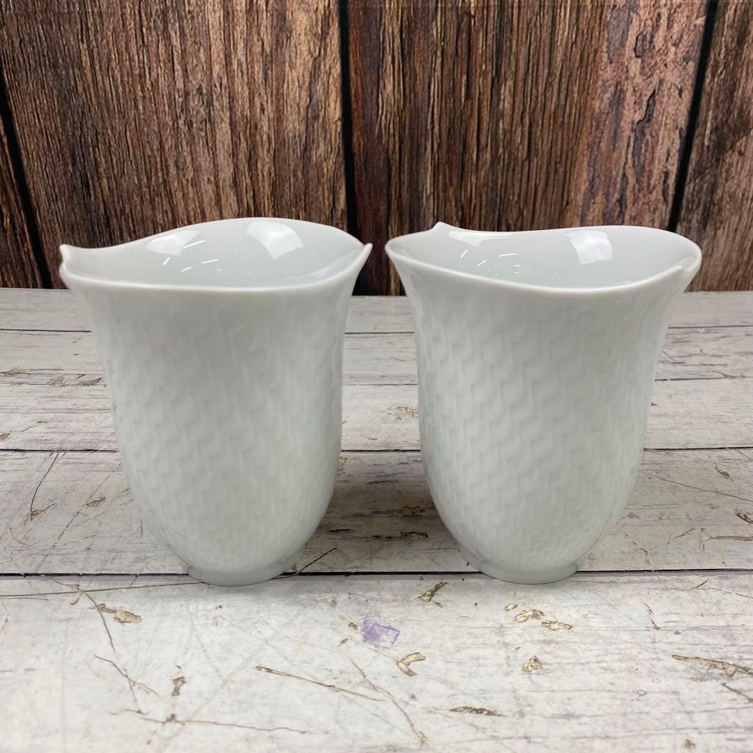 未使用品 MEISSEN マイセン 波の戯れ ホワイト ペアタンブラー カップ