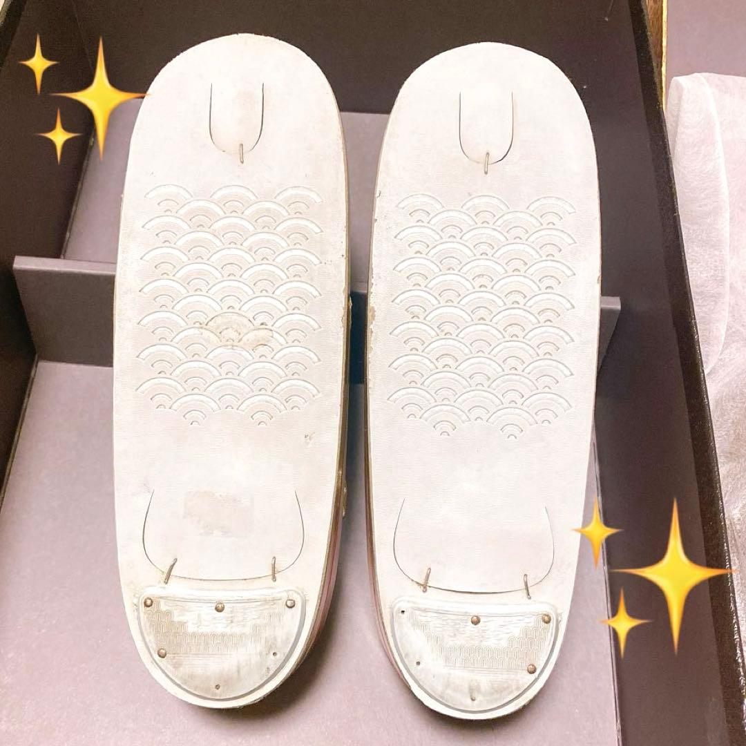 草履　バック　2点まとめてセット　ゴールド　オレンジ　箱付き　艶　光沢　着物