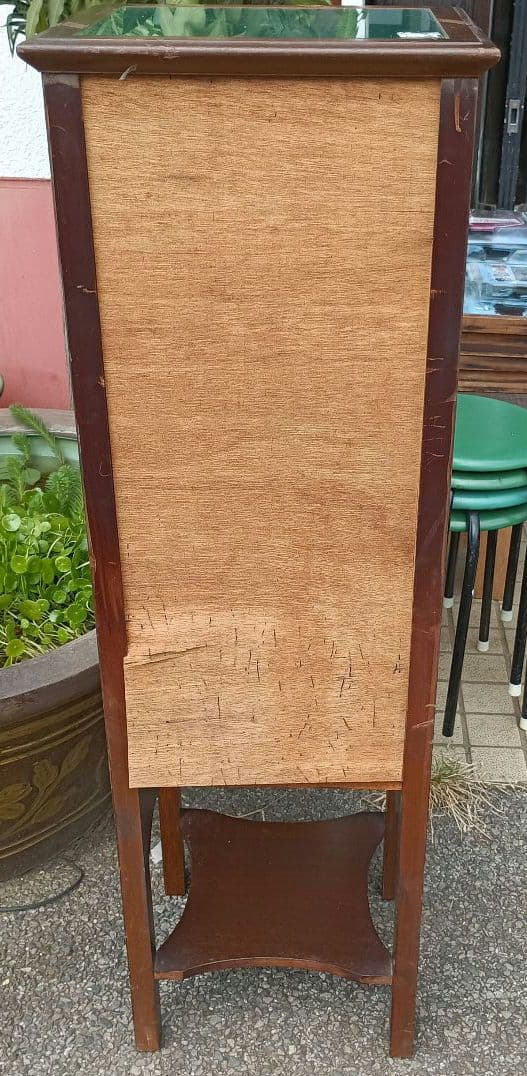 4272）アンティーク風 スリムチェスト 引き出し 上面ガラス 難あり