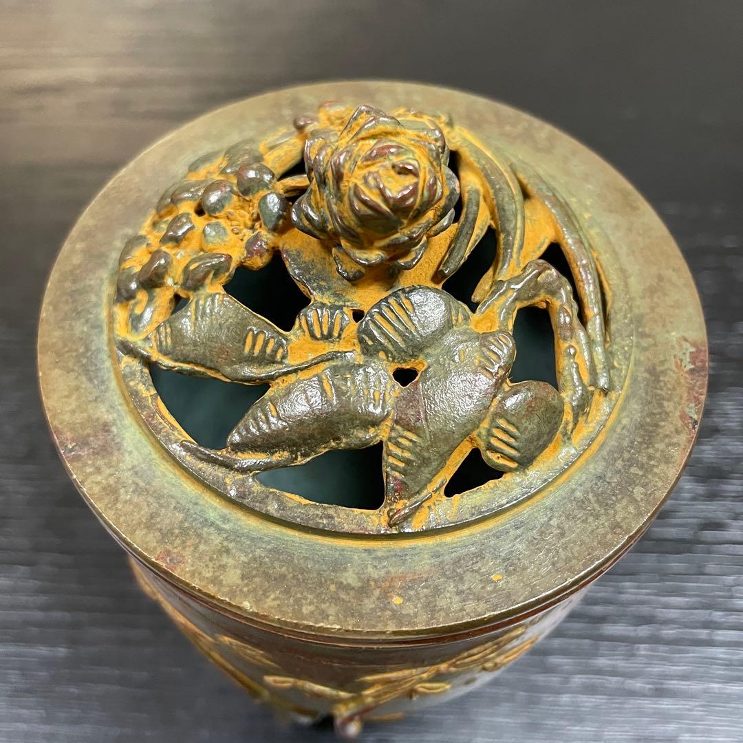 茶道具 香炉 松竹梅 大森孝志作 蝋型鋳物 証明書 共箱あり 高さ