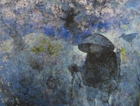 矢野喜久男、【西行桜・富士の煙】、希少な額装用画集より、新品額装付