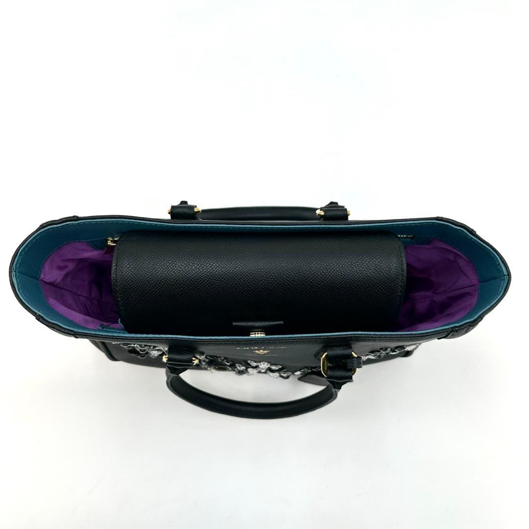 A.D.M.J. スワロフスキー ビジュー ハンドバッグ トートバッグ ブラック