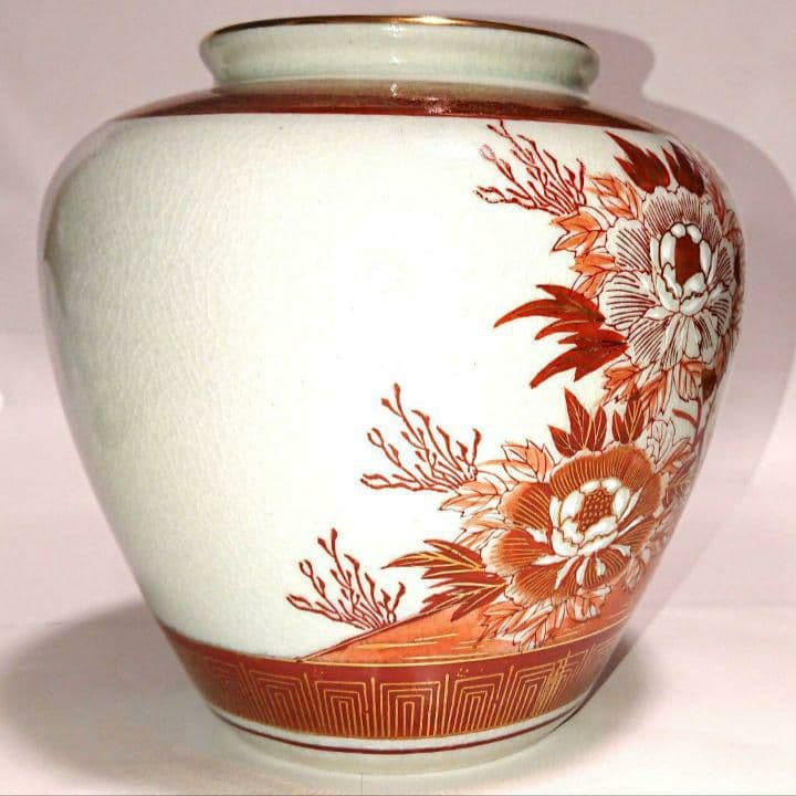 九谷焼 九谷正峰/ 花瓶 /色絵孔雀牡丹文花瓶/ 置物/ 飾り/ 骨董/ 和風