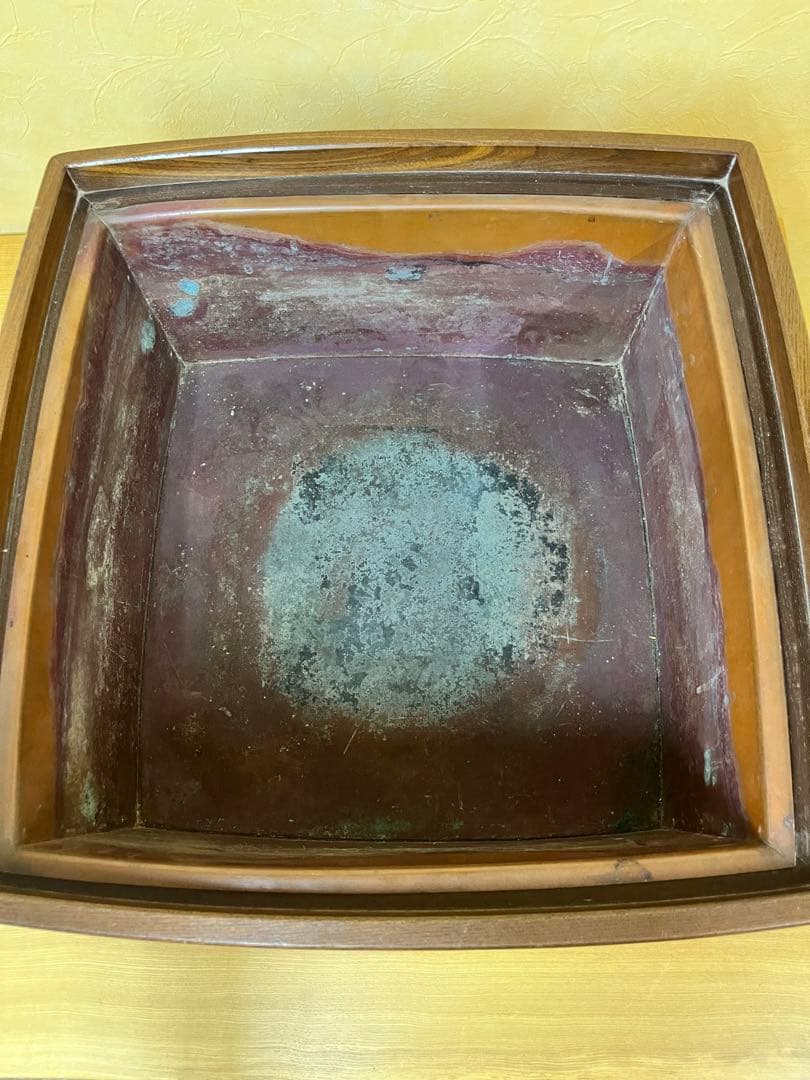 木製火鉢 銅内箱付き 和家具 古道具 インテリア アンティーク 木枠 銅製