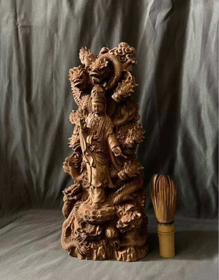 井波彫刻 総檜材 仏教工芸品 木彫仏像 仏師手仕上げ品 地獄の主 閻魔大