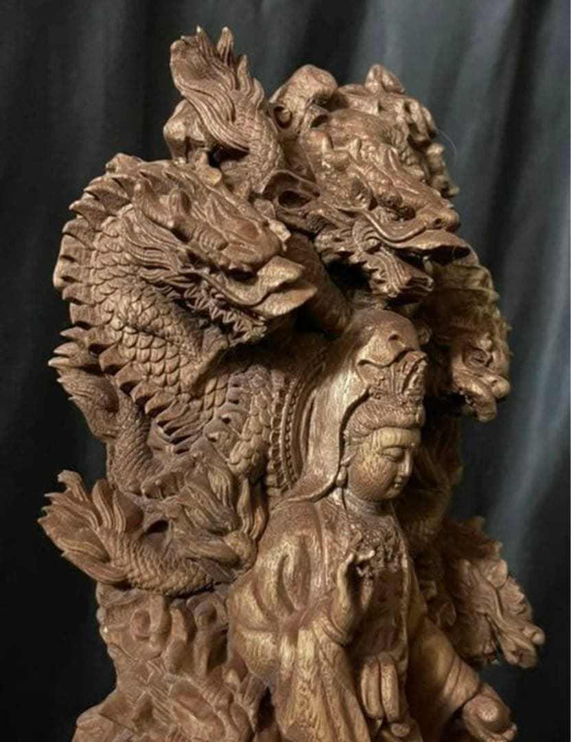 井波彫刻 総檜材 仏教工芸品 木彫仏像 仏師手仕上げ品 地獄の主 閻魔大