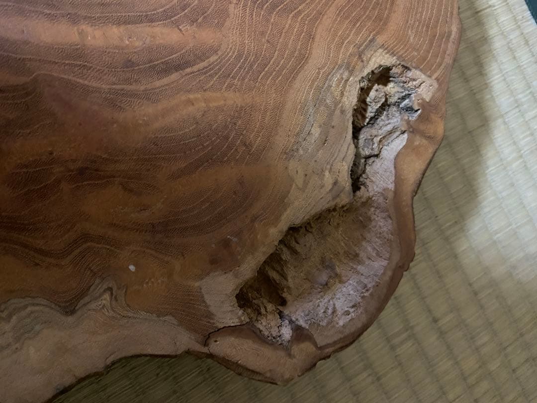 極希少・時代物天然欅けやき一枚板 瘤杢・自然穴｜古材銘木 縦 104× 横