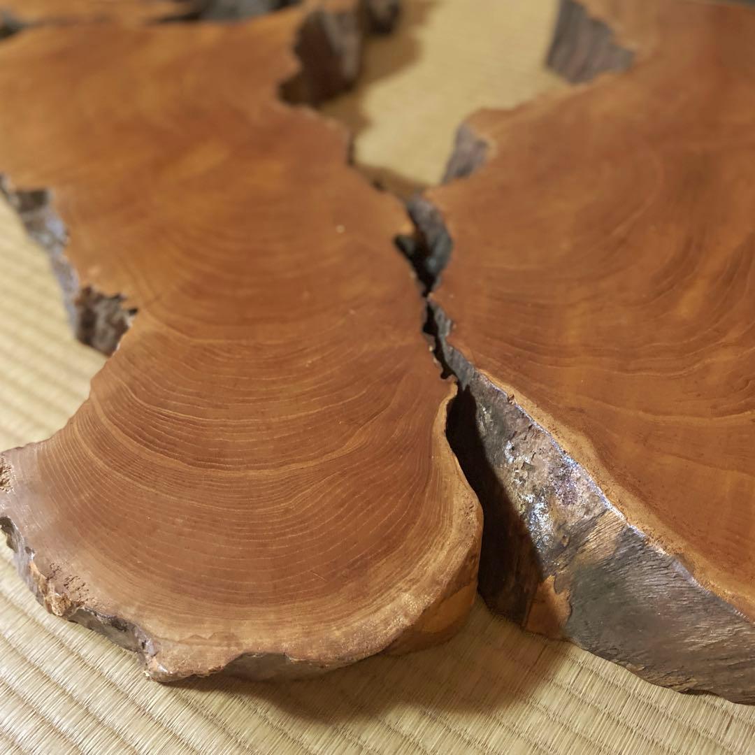 極希少・時代物天然欅けやき一枚板 瘤杢・自然穴｜古材銘木 縦 104× 横