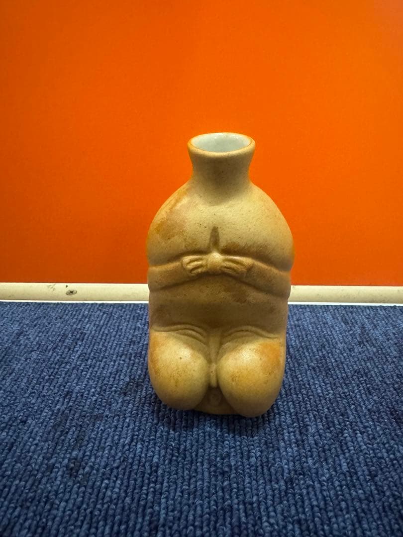 1735 美品 春画陶器 変型おかめ酒器揃 徳利1客 盃2客