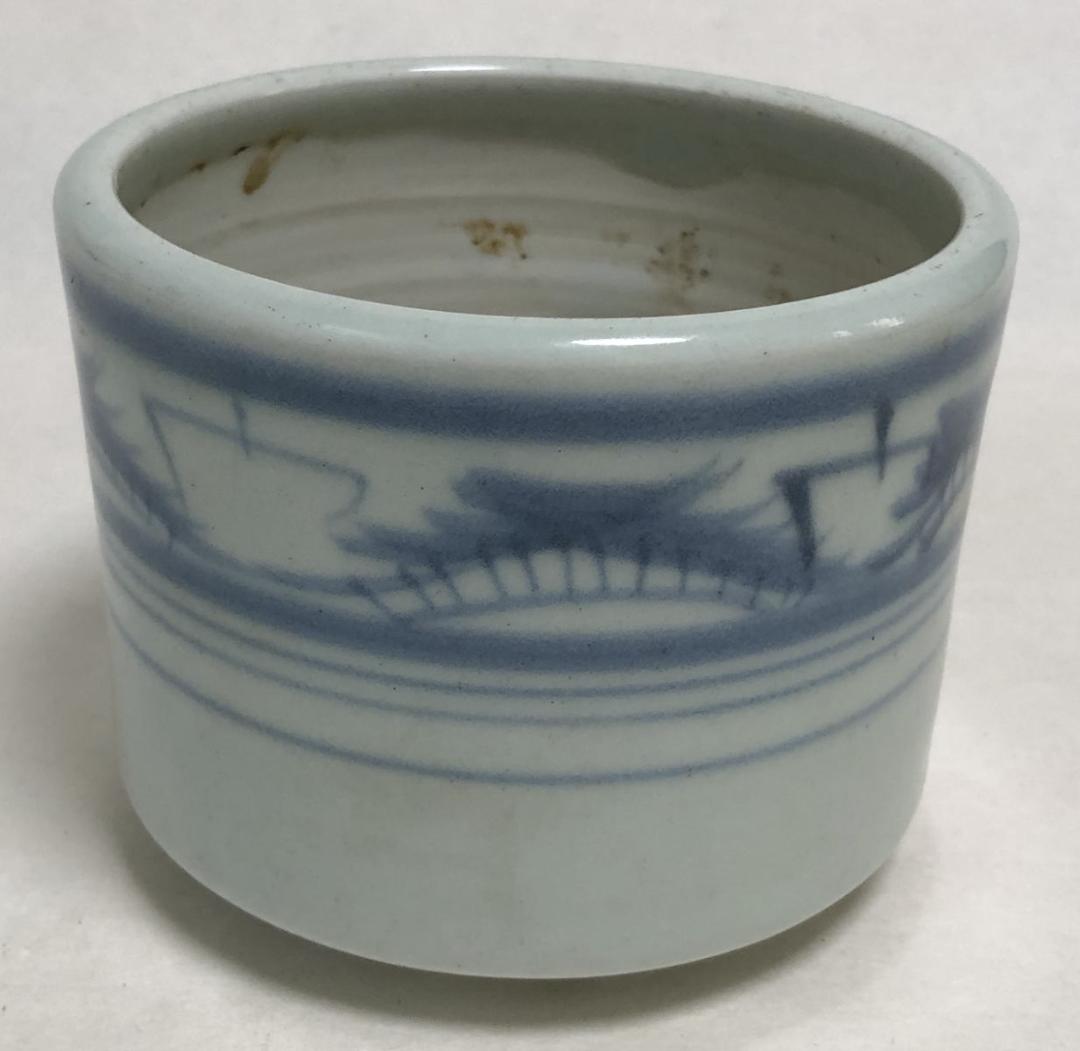 古染付筒 伝世品焼物 青花 ウブ品 入手困難 骨董 中国古玩