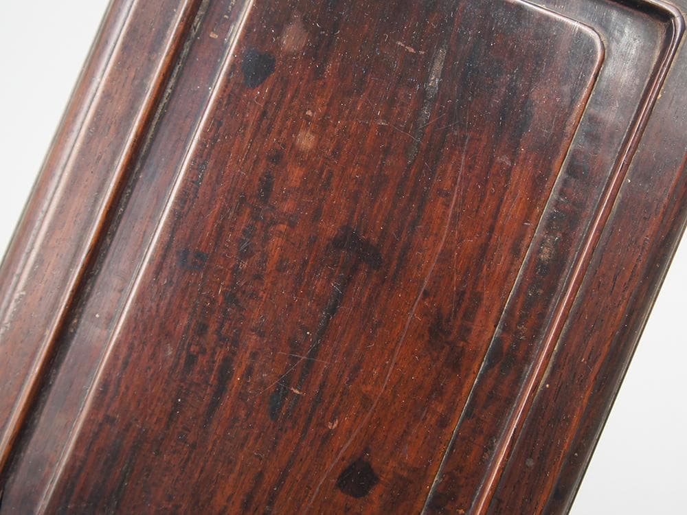 木】 ☆ 竹木 黄花梨木四方硯盒 ☆ 清朝期 鬼顔 麦