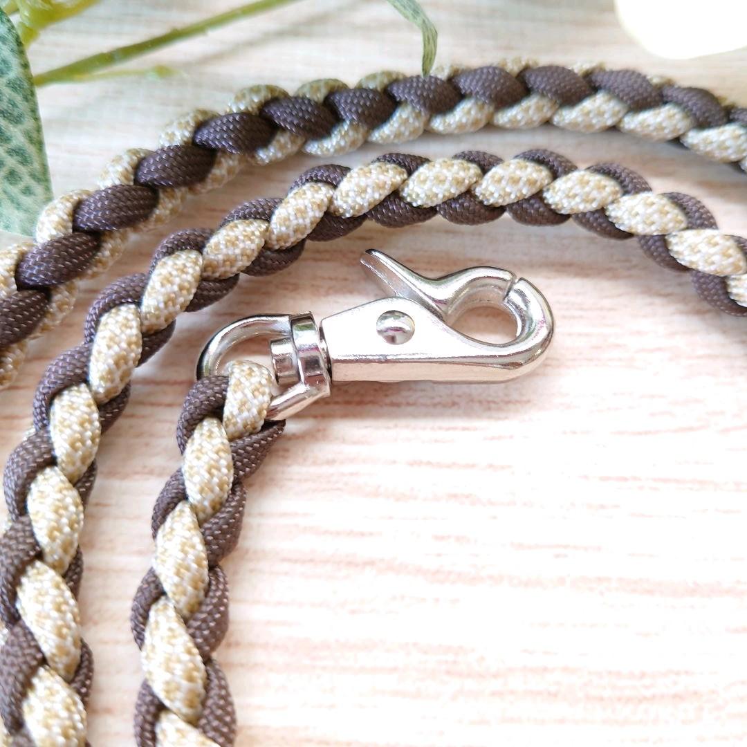 パラコードリード❥ブラウン×マスタードベージュホワイト お花3つ №038