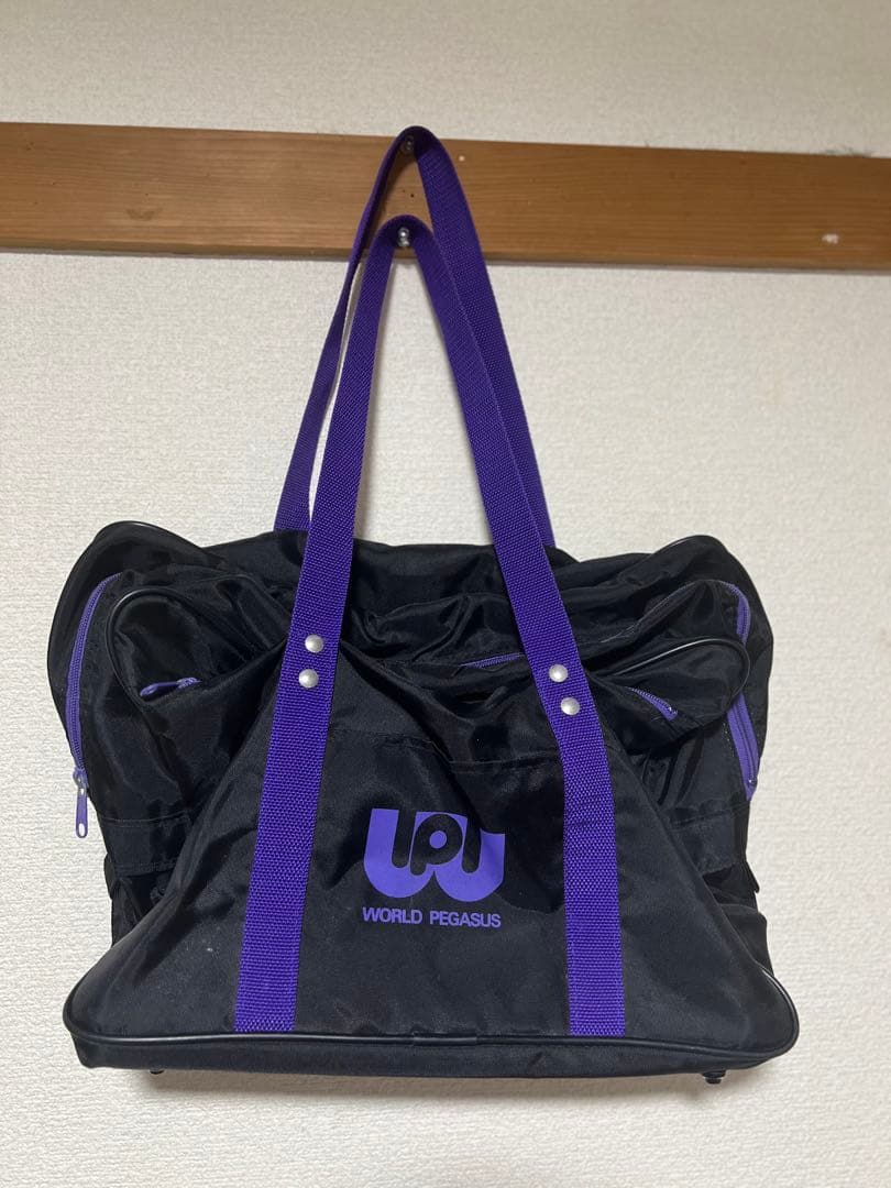 ワールドペガサス スクールバッグ 黒 紫 ワッペ スクバ