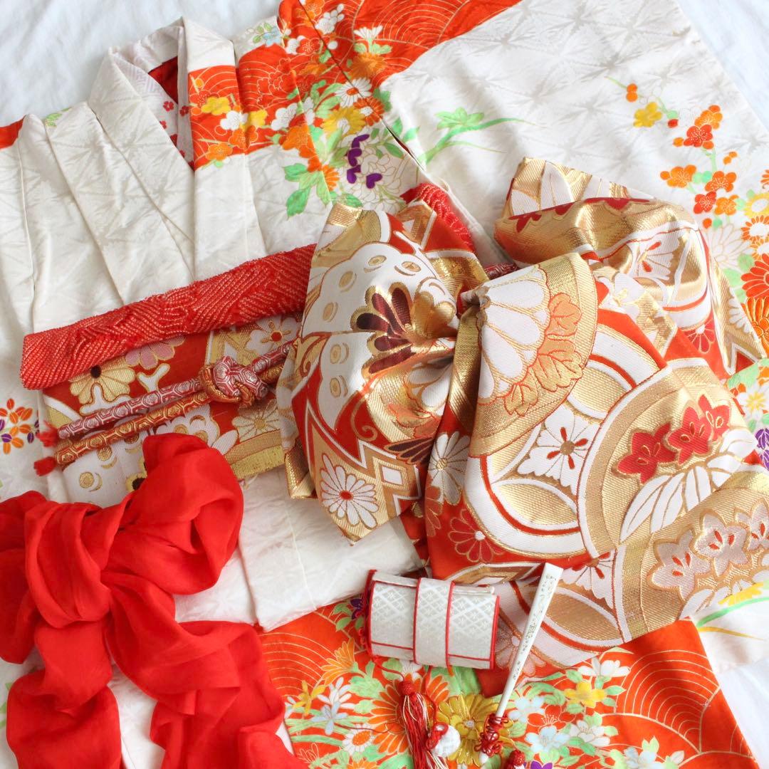 【専用】七五三 7歳 女の子 子供 正絹 着物 つくり帯 セット