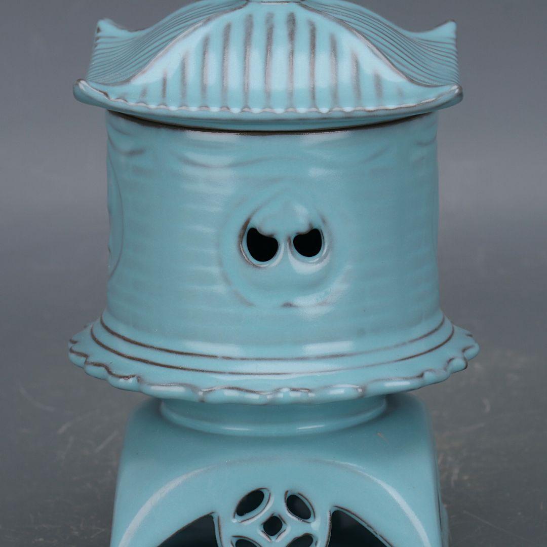 宋汝窯鉄胎刻八卦紋薫香炉 香道具 景徳鎮 陶磁器