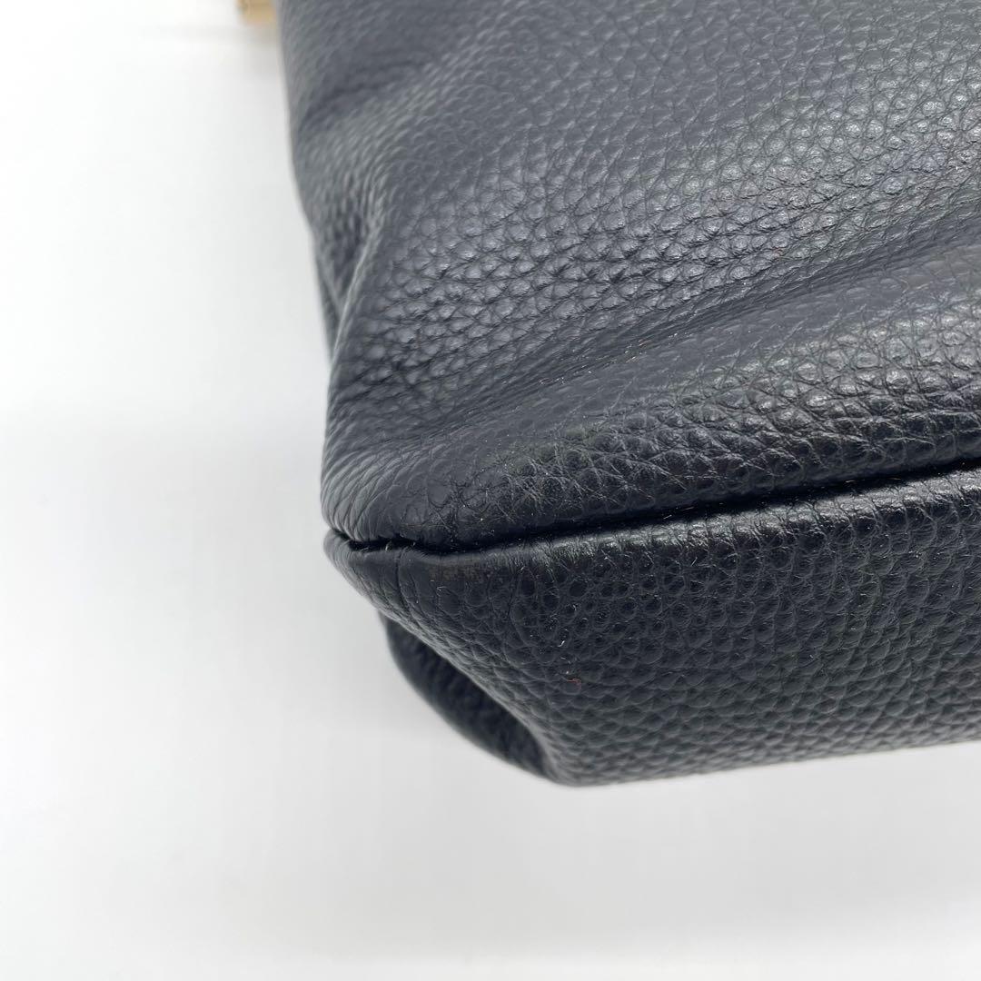 【極美品】アニエスベー　ショルダーバッグ　ゴールド金具　レザー　ブラック