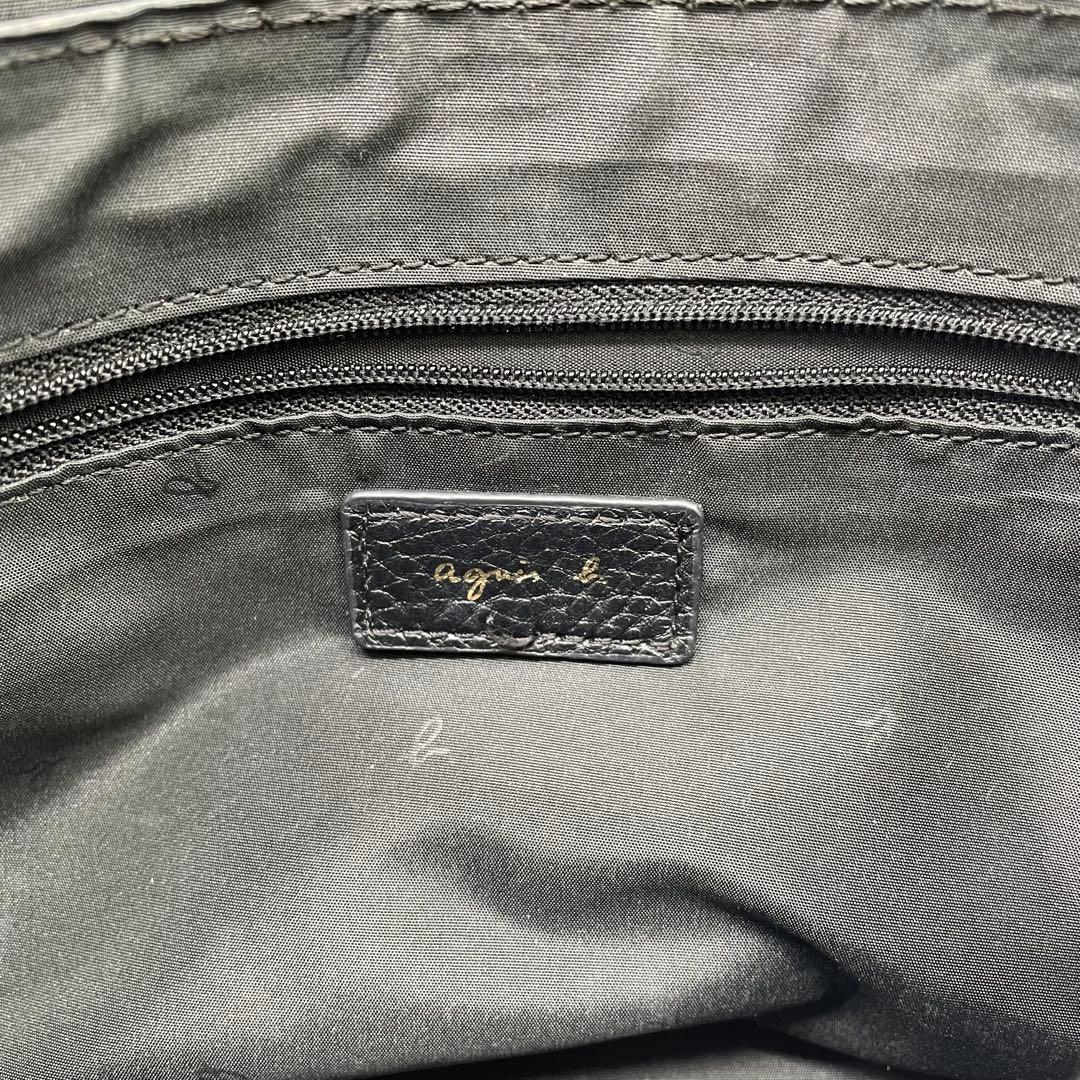 【極美品】アニエスベー　ショルダーバッグ　ゴールド金具　レザー　ブラック