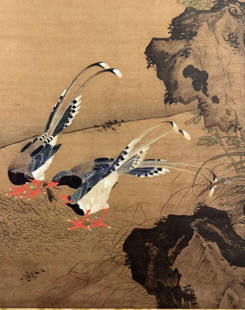 中国 明時代 呂紀 桂菊山禽圖 絹本 原色複製 ◇検故宮博物館