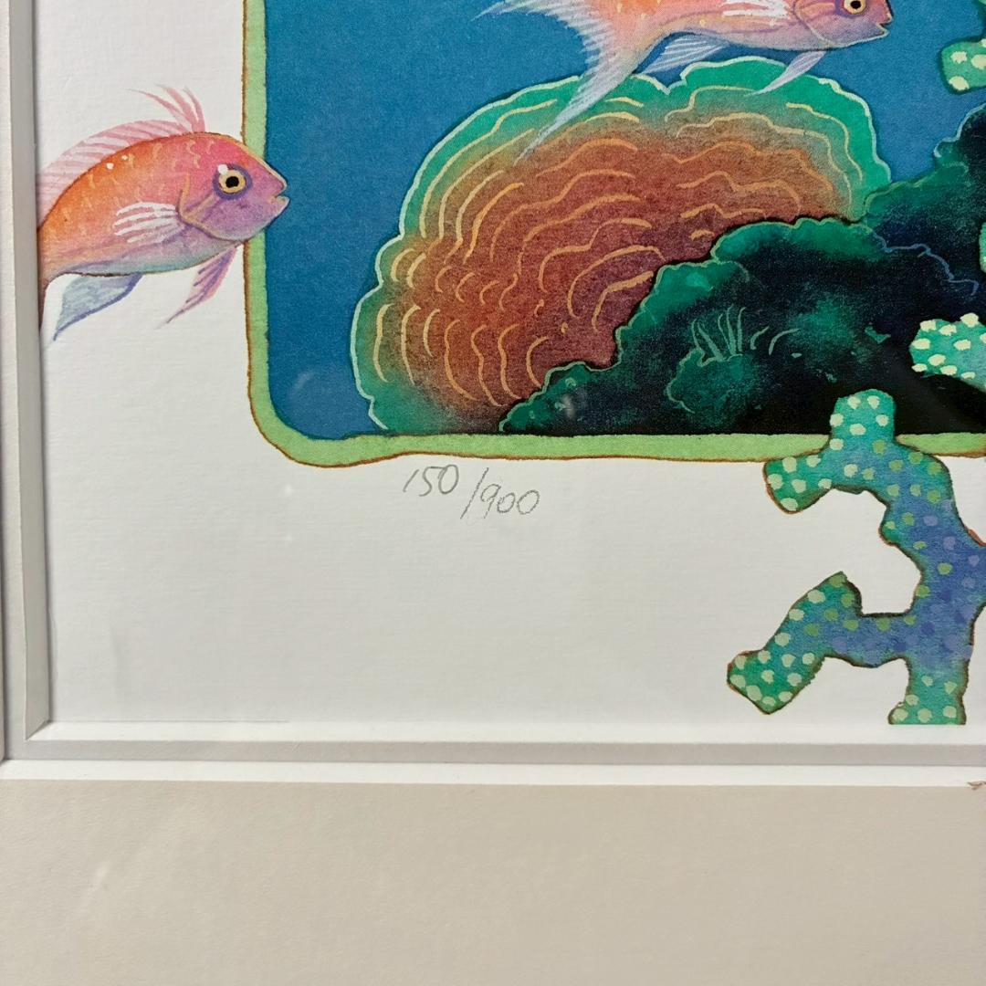 ジョアン・フック「サンゴ礁の熱帯魚」リトグラフ2点 大作 直筆サイン