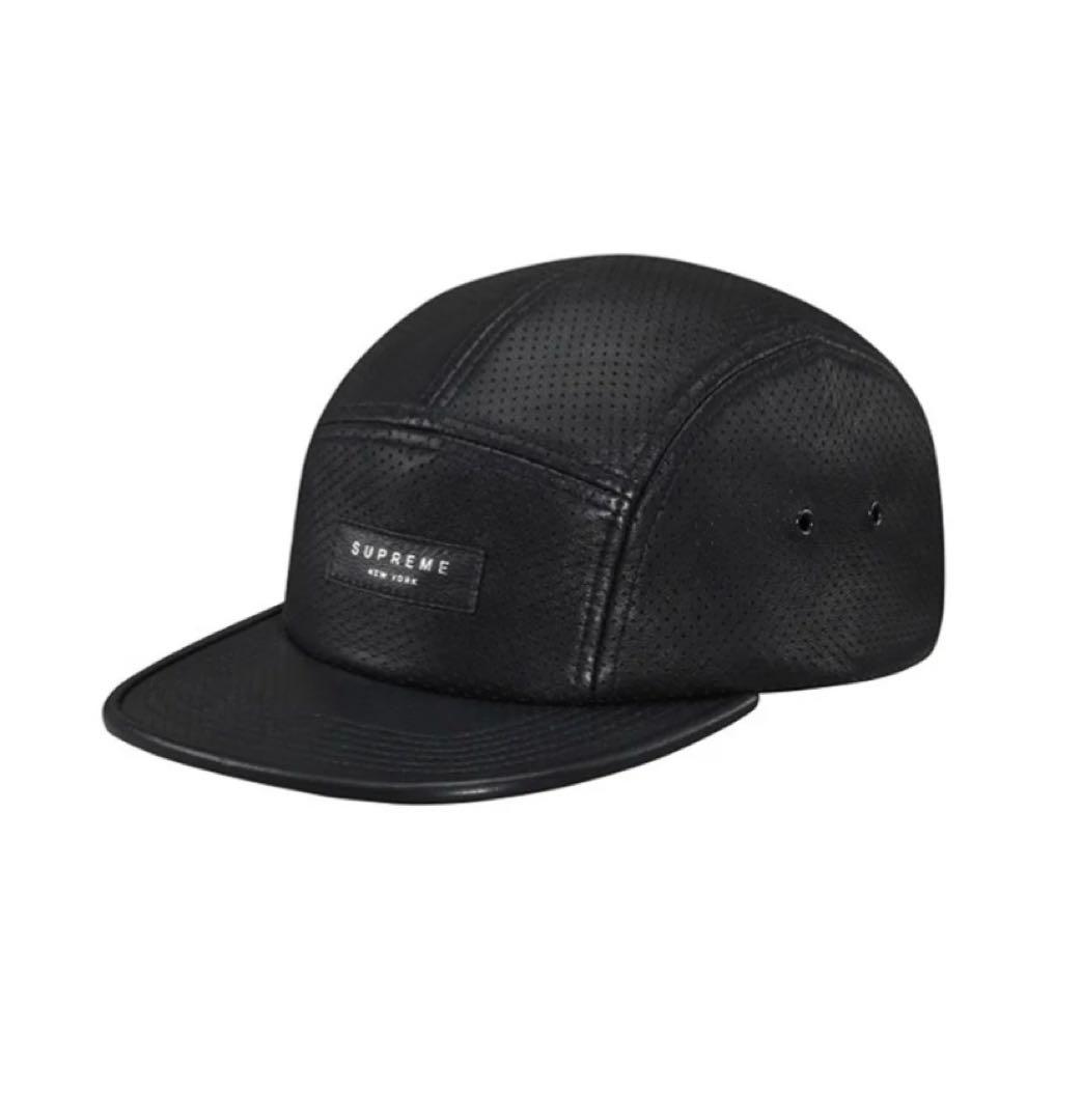 Supreme レザーキャップ 黒 usa製