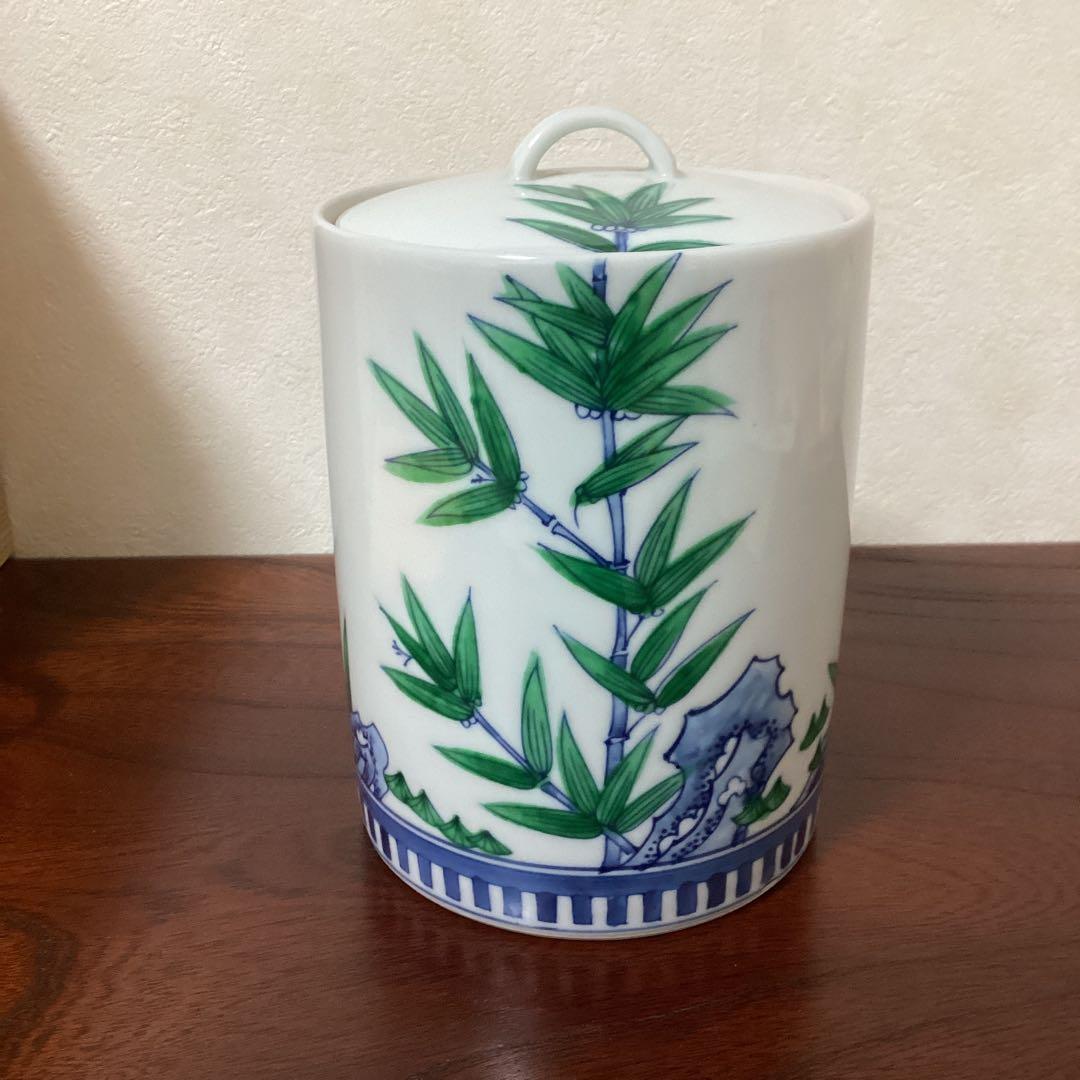 水指 正村千馨作 染付水指岩竹文 共箱 茶道具 - メルカリ