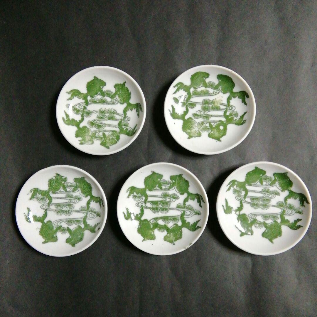 伊万里皿 銅版染付金魚図皿 五客揃 伊万里染付皿 染