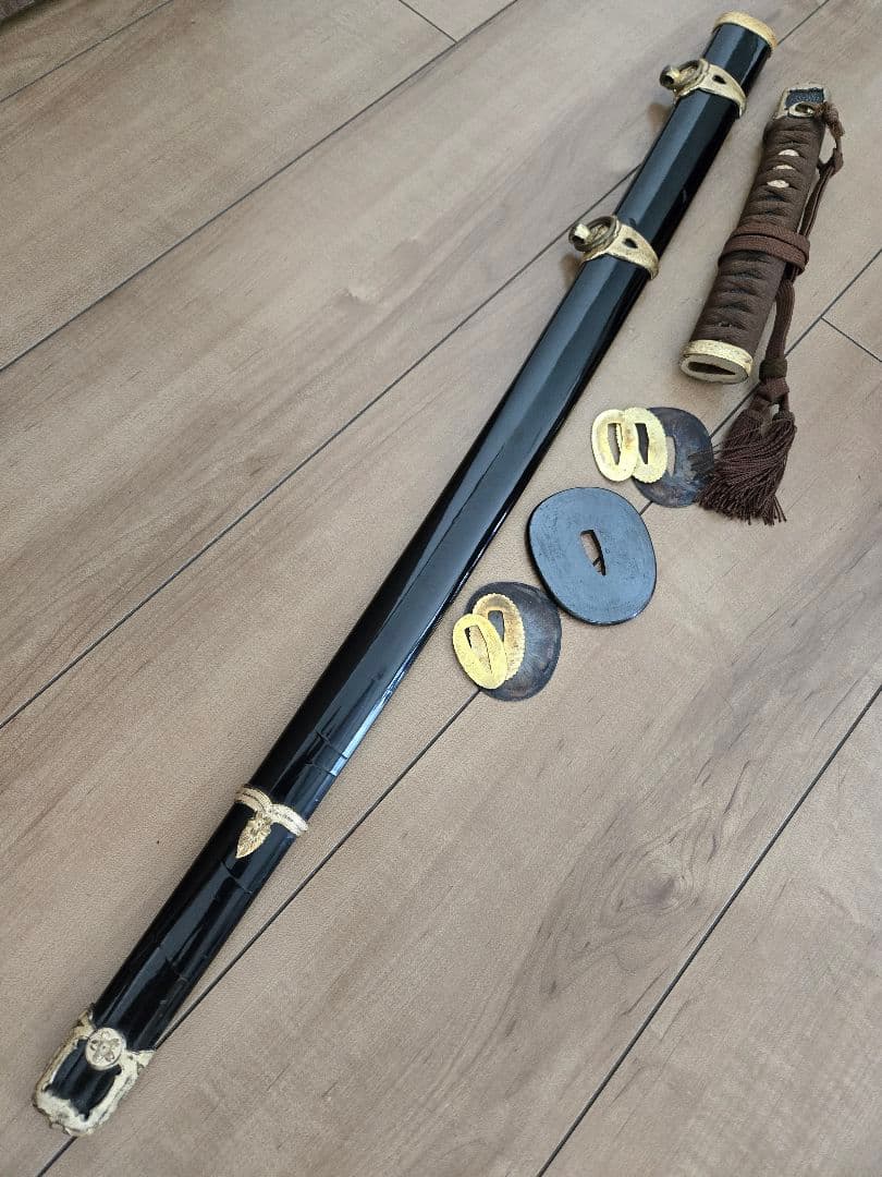 第二次大戦頃/実物　極美品　海軍士官軍刀拵え(刀身なし)　高級漆鞘　番号揃い