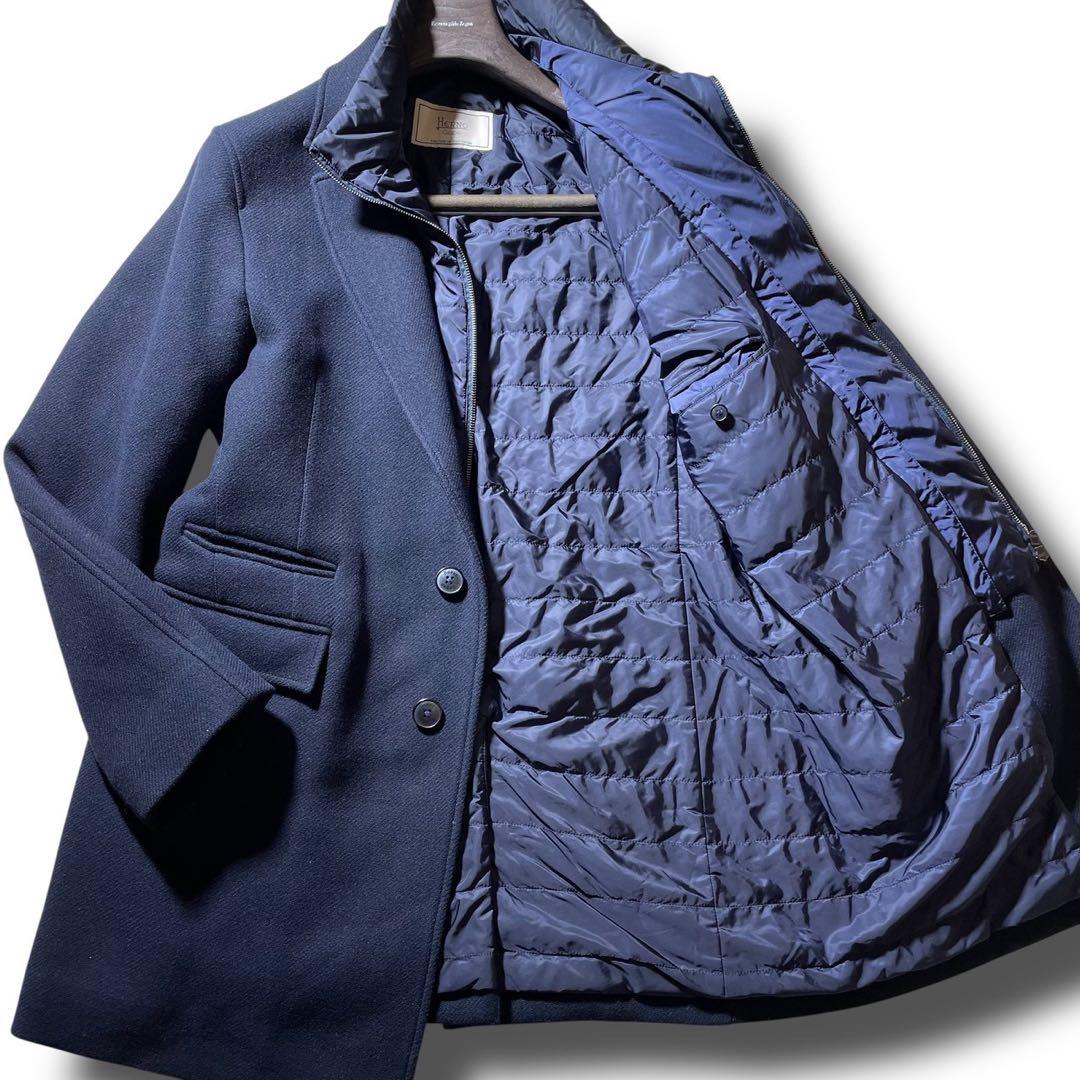 ①XL HERNO ヘルノ コート インナーダウンジャケット メンズ ネイビー系
