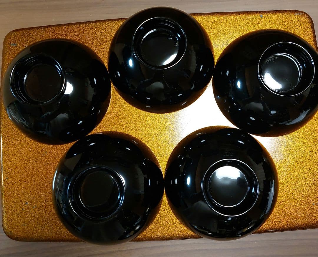 輪島黒塗金銀麦頭蒔絵椀五